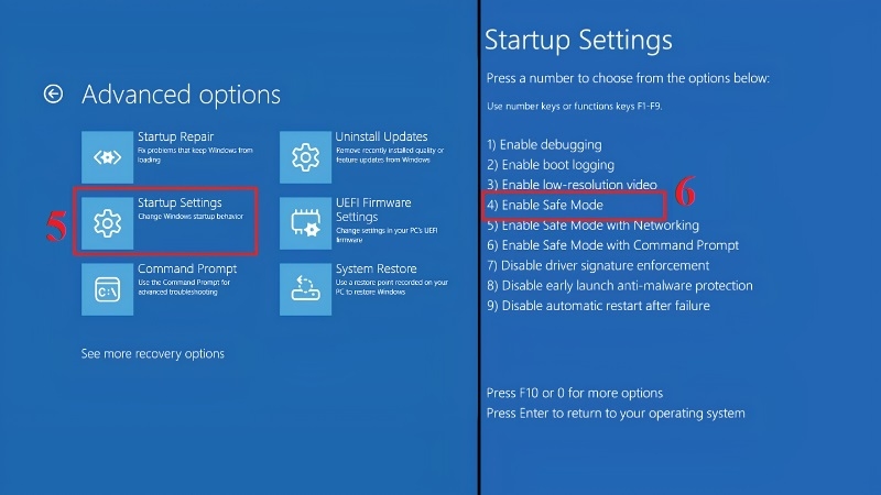Vào Safe Mode để kiểm tra bước 3 Vào Safe Mode để kiểm tra bước 3