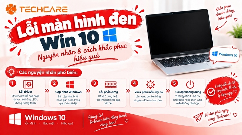 Lỗi màn hình đen Win 10: Nguyên nhân & cách khắc phục hiệu quả