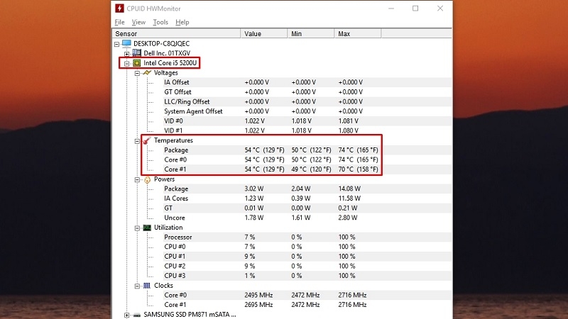 Kiểm tra bằng phần mềm giám sát nhiệt độ GPU HWMonitor Kiểm tra bằng phần mềm giám sát nhiệt độ GPU HWMonitor