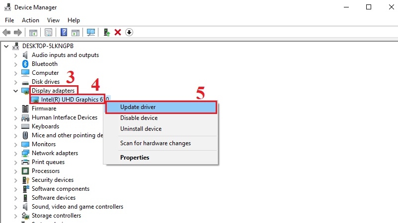 Cập nhật driver card đồ họa trong Device Manager bước 2 Cập nhật driver card đồ họa trong Device Manager bước 2