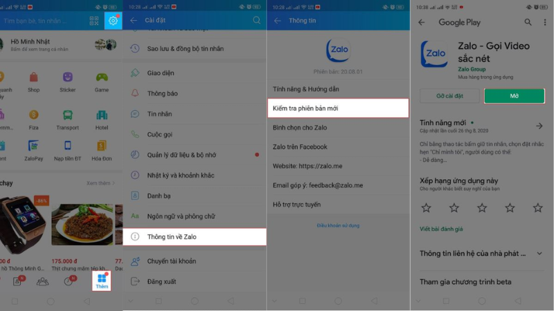 Luôn cập nhật Zalo lên phiên bản mới nhất