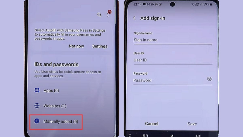 Lưu thông tin đăng nhập Samsung Pass