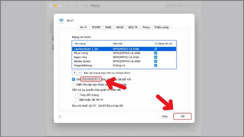 Quên mạng Wifi rồi kết nối lại bước 6