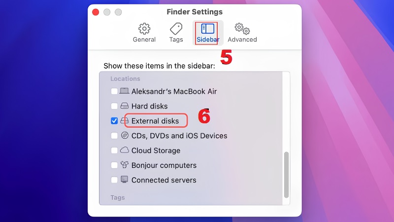 Bật hiển thị ổ đĩa ngoài trong Finder bước 3 Bật hiển thị ổ đĩa ngoài trong Finder bước 3