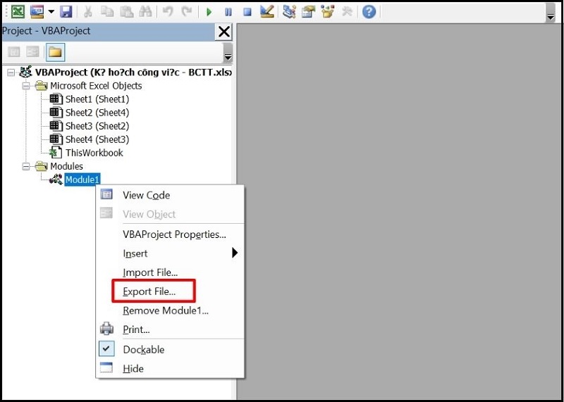 Chọn mục Export File...