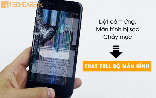 Thay màn hình Iphone bị sọc, chảy mực