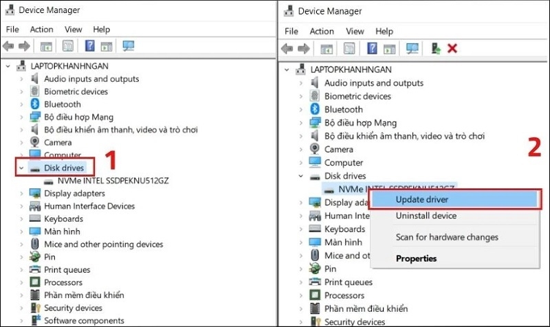Chọn Update driver