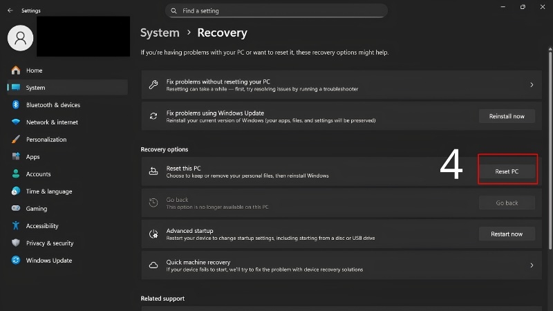 Reset hoặc cài lại Windows bước 3 Reset hoặc cài lại Windows bước 3
