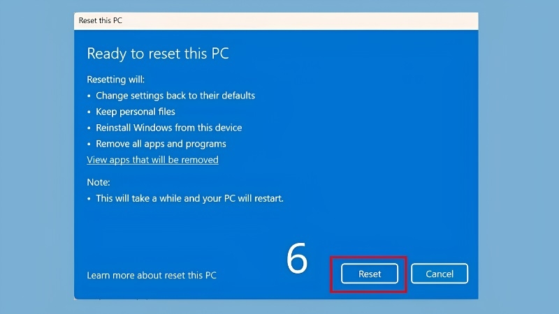 Reset hoặc cài lại Windows bước 5 Reset hoặc cài lại Windows bước 5
