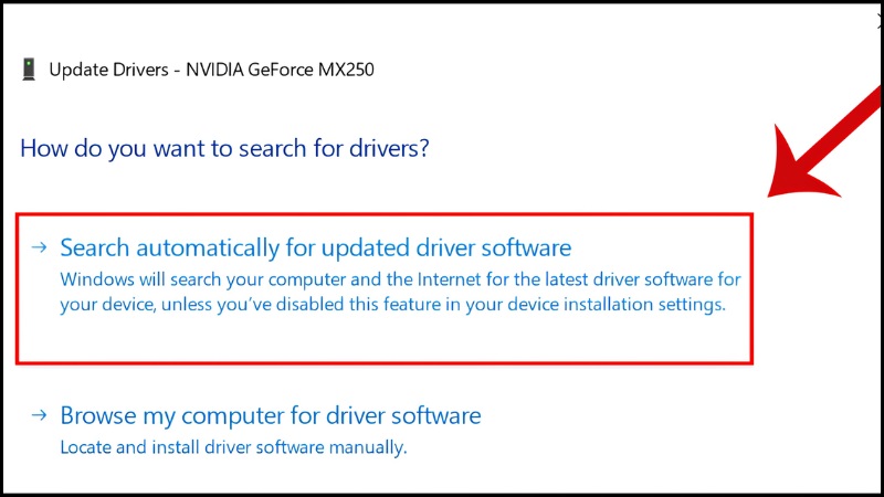 Cập nhật lại driver đồ họa bước 3 Cập nhật lại driver đồ họa bước 3