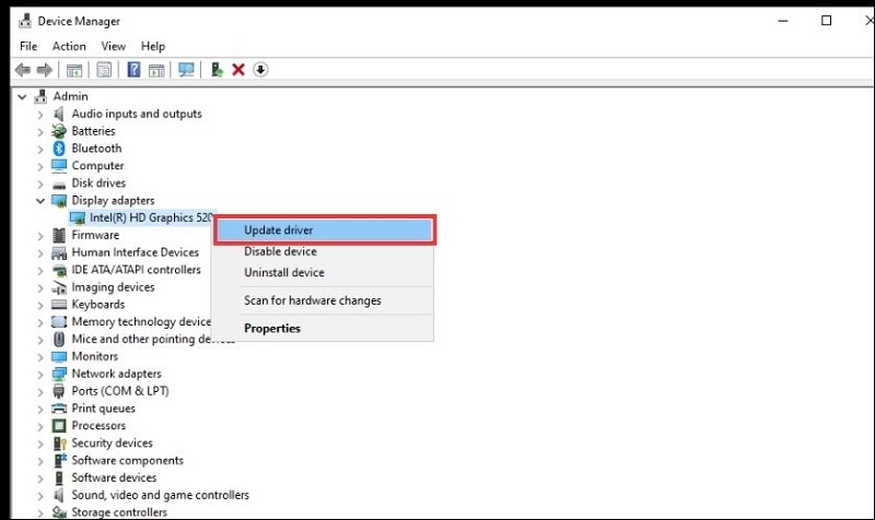 Nhấn nút Update driver