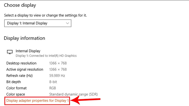 Màn hình cài đặt Screen refresh rate trên Windows bước 3 Màn hình cài đặt Screen refresh rate trên Windows bước 3