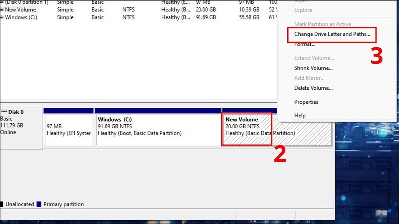 Gán lại ký tự ổ đĩa trong Disk Management bước 2 Gán lại ký tự ổ đĩa trong Disk Management bước 2
