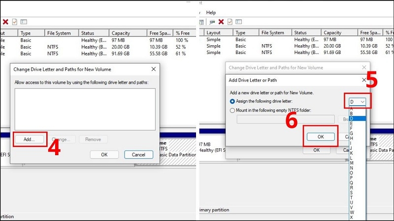 Gán lại ký tự ổ đĩa trong Disk Management bước 3 Gán lại ký tự ổ đĩa trong Disk Management bước 3
