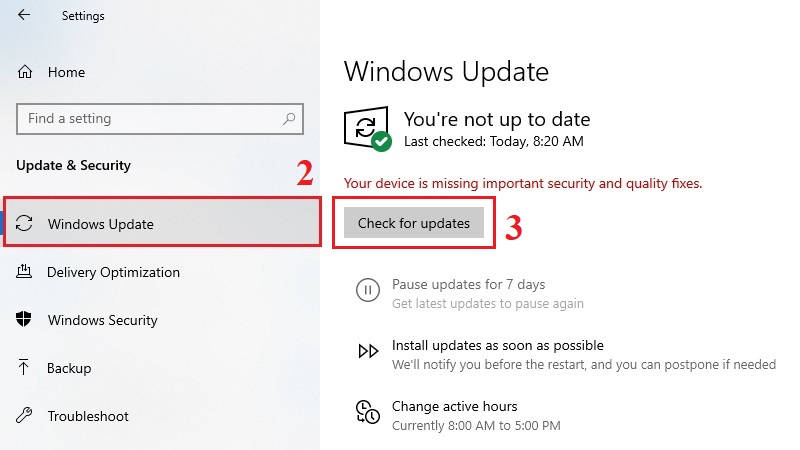 Cập nhật Windows bước 2 Cập nhật Windows bước 2