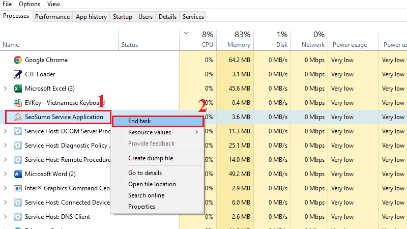 Đóng ứng dụng đang treo qua Task Manager bước 2 Đóng ứng dụng đang treo qua Task Manager bước 2