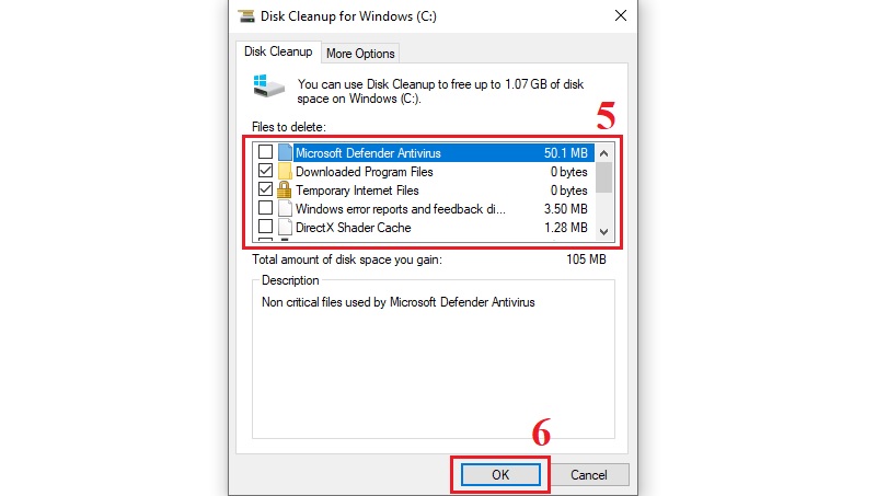 Dùng Disk Cleanup để xóa file rác bước 3 Dùng Disk Cleanup để xóa file rác bước 3