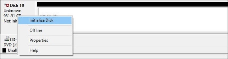 Nhấn vào tùy chọn Initialize Disk