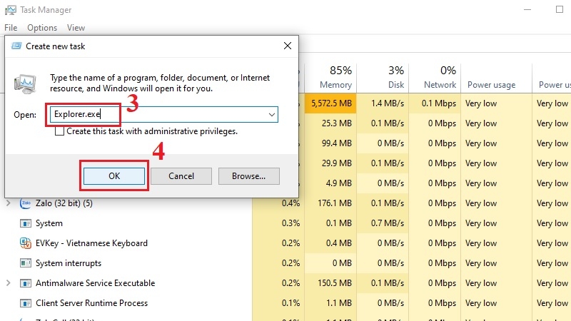 Nạp lại Windows Explorer qua Task Manager bước 3 Nạp lại Windows Explorer qua Task Manager bước 3