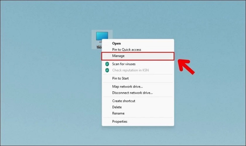 Nhấn vào tùy chọn Manage
