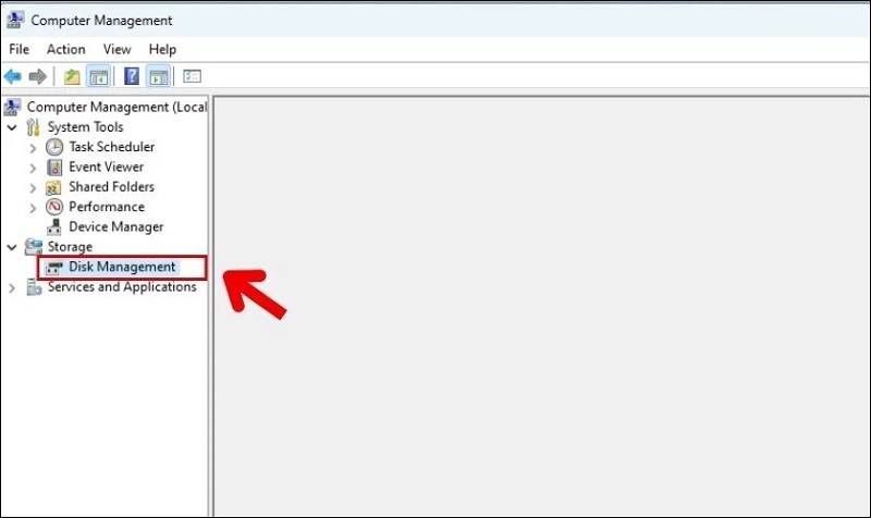 Chọn vào mục Disk Management
