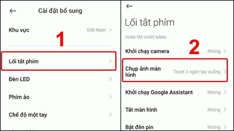 Chọn vào mục Chụp ảnh màn hình