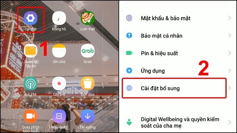 Chọn vào mục Cài đặt bổ sung