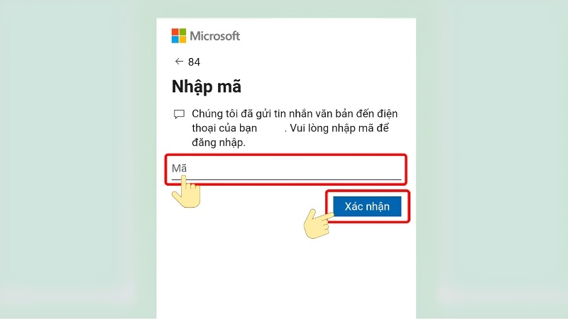 Nhập số hiển thị trên màn hình để xác nhận đăng nhập bằng Microsoft Authenticator