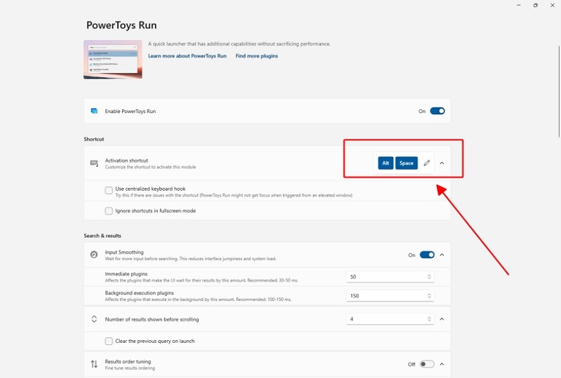 Nhấn tổ hợp phím Alt + Space