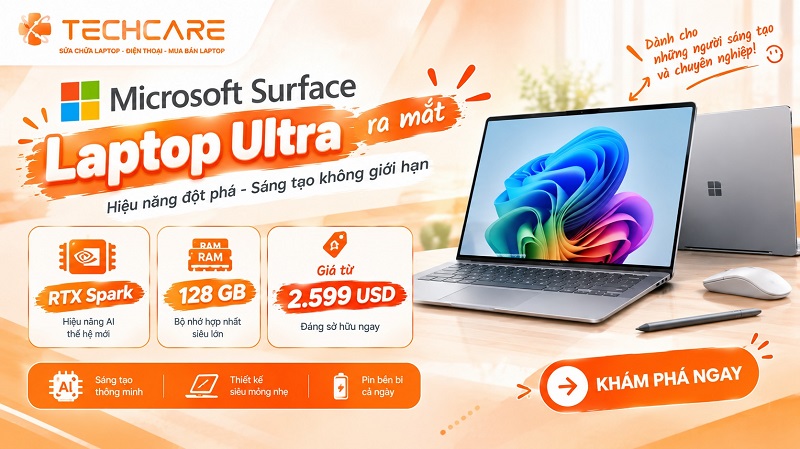 Microsoft Surface Laptop Ultra ra mắt: RTX Spark, RAM 128 GB, giá từ 2.599 USD