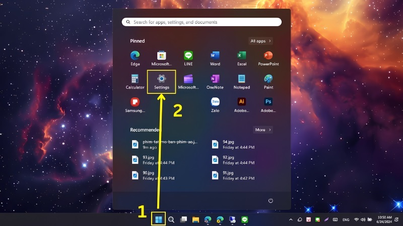 Mở cửa sổ Settings trên Windows 11