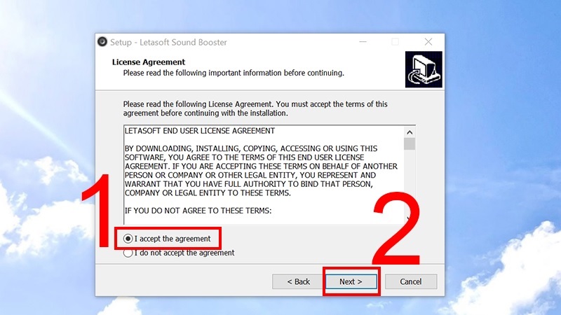 Chọn I accept the agreement