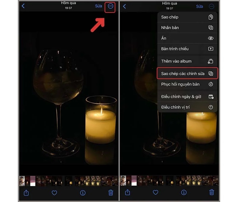 Chọn vào mục Sao chép các chỉnh sửa