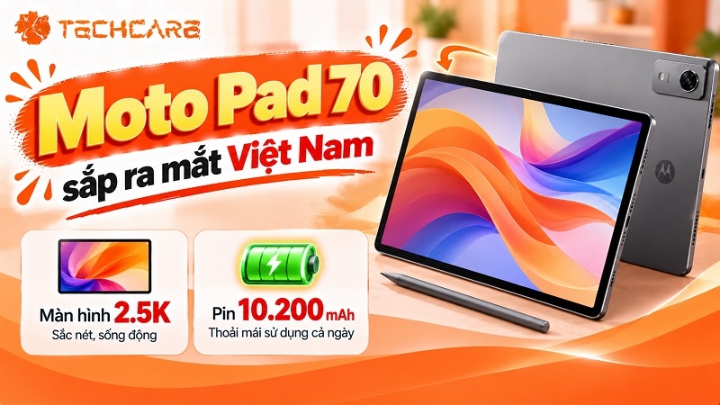 Moto Pad 70 sắp ra mắt Việt Nam: màn 2.5K, pin 10.200 mAh