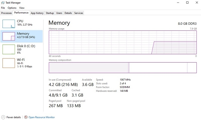 Cách nhận biết laptop thiếu RAM