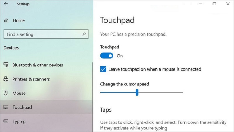 Chọn Touchpad