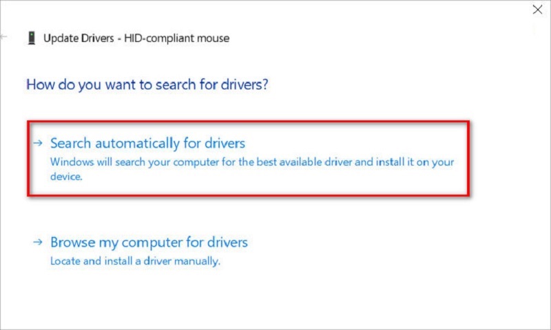 Chọn mục Search automatically for updated driver software
