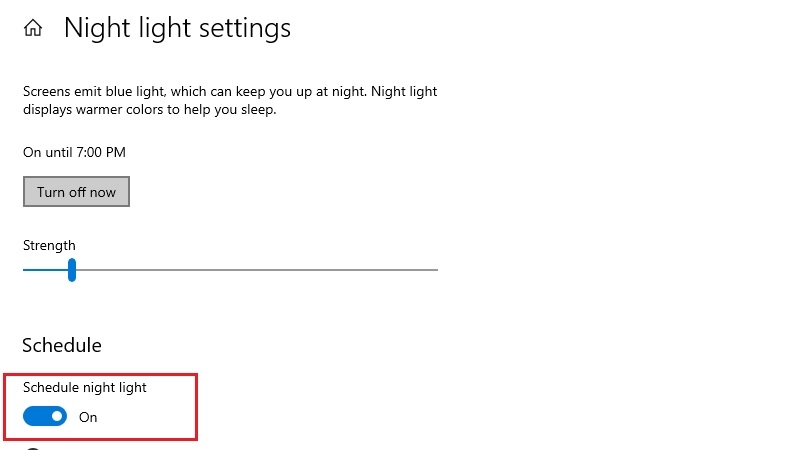Cách bật tắt chế độ Night Light trên windows 10