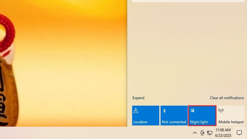 Cách bật tắt chế độ Night Light trên windows 10