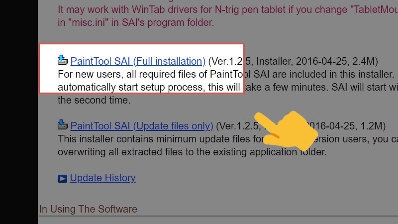 Chọn vào Paint Tool SAI (Full Installation)