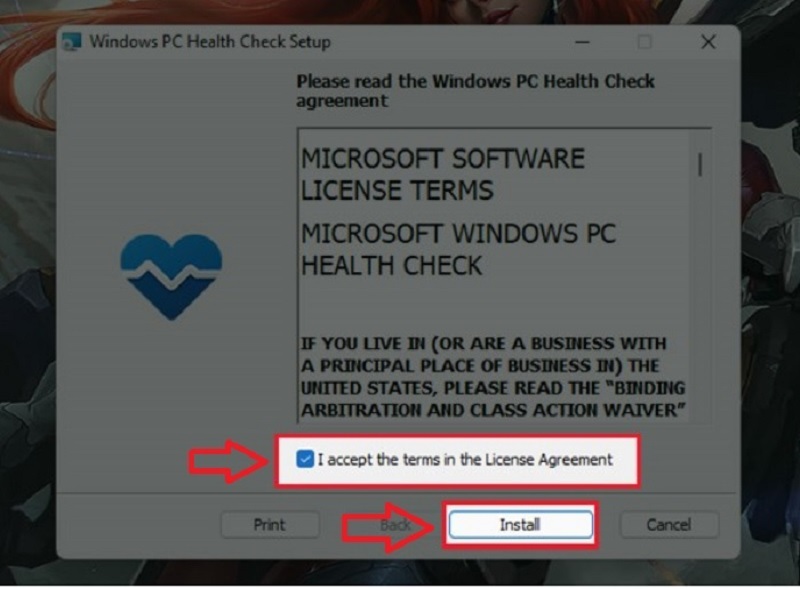 Đánh dấu tích vào ô I accept the terms in the License Agreement