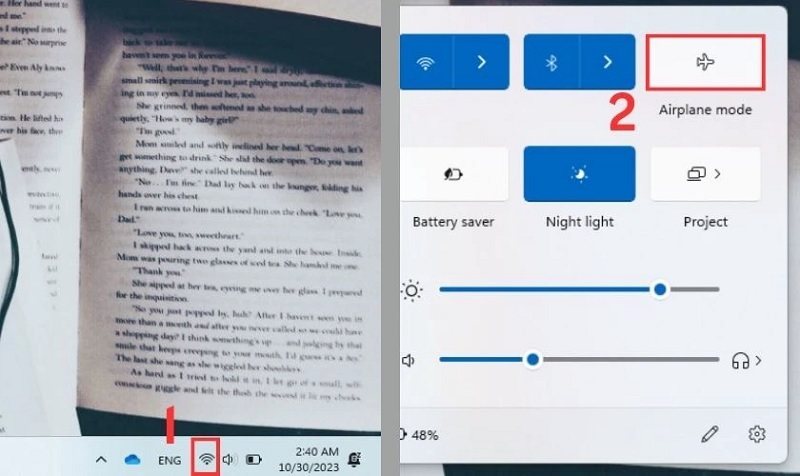 Click chuột vào biểu tượng máy bay