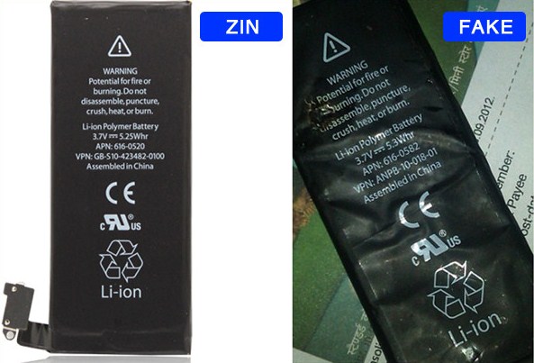 Phân biệt Pin iphone chính hãng thông qua kiểu dáng