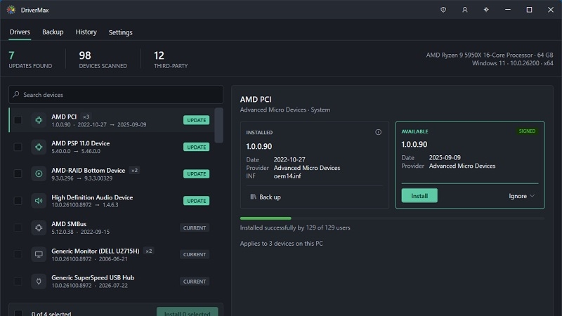 DriverMax – sao lưu và lên lịch