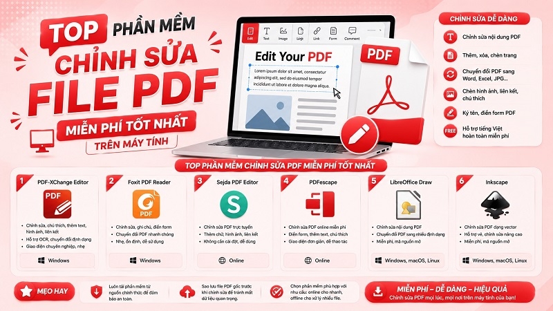 TOP phần mềm chỉnh sửa file PDF miễn phí tốt nhất trên máy tính