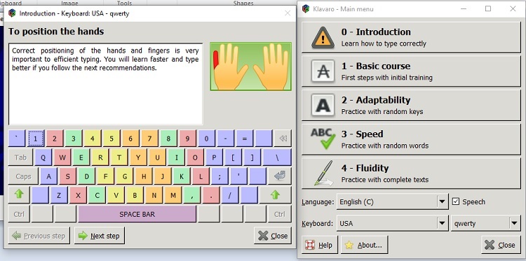 Klavaro Touch Typing Tutor - phần mềm tập đánh máy 10 ngón