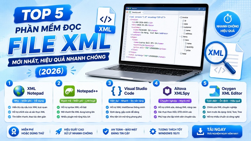Top 5 phần mềm đọc file XML mới nhất, hiệu quả nhanh chóng (2026)