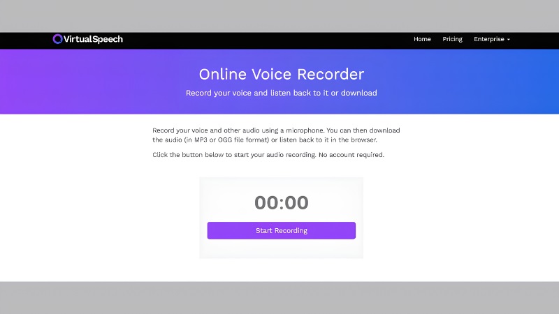 Công cụ ghi âm online Virtual Speech