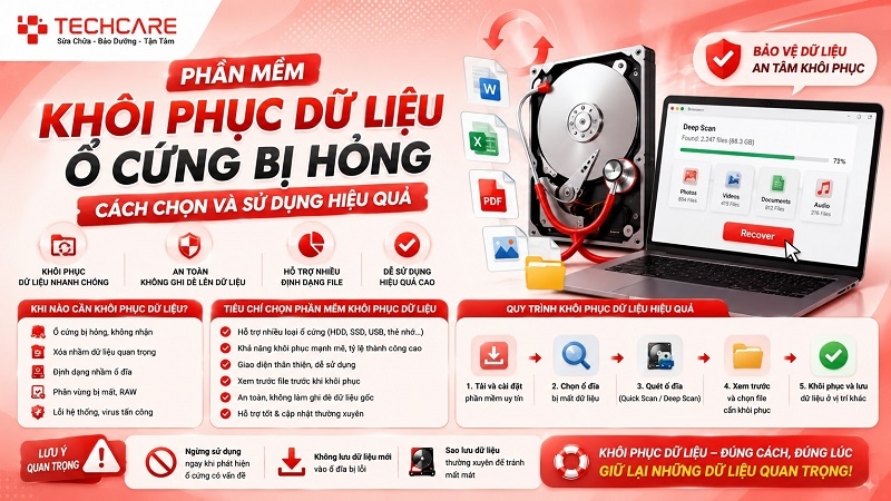 Phần mềm khôi phục dữ liệu ổ cứng bị hỏng: Cách chọn và sử dụng hiệu quả