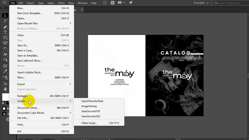 Menu File trong Adobe Illustrator